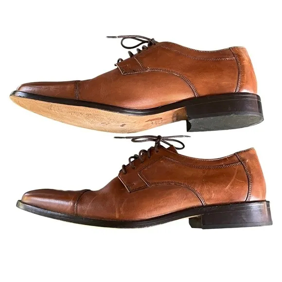 Johnston and Murphy British Tan Leather Brown Oxford Lace Up Dress Shoes 13M