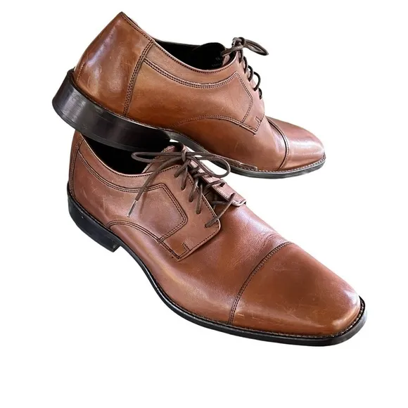 Johnston and Murphy British Tan Leather Brown Oxford Lace Up Dress Shoes 13M