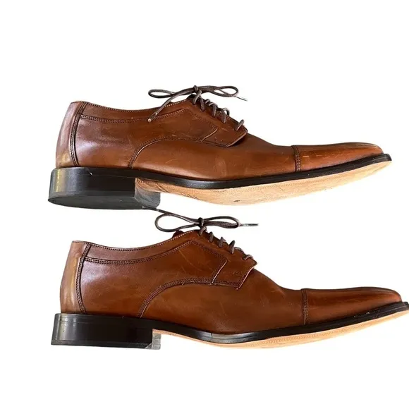 Johnston and Murphy British Tan Leather Brown Oxford Lace Up Dress Shoes 13M