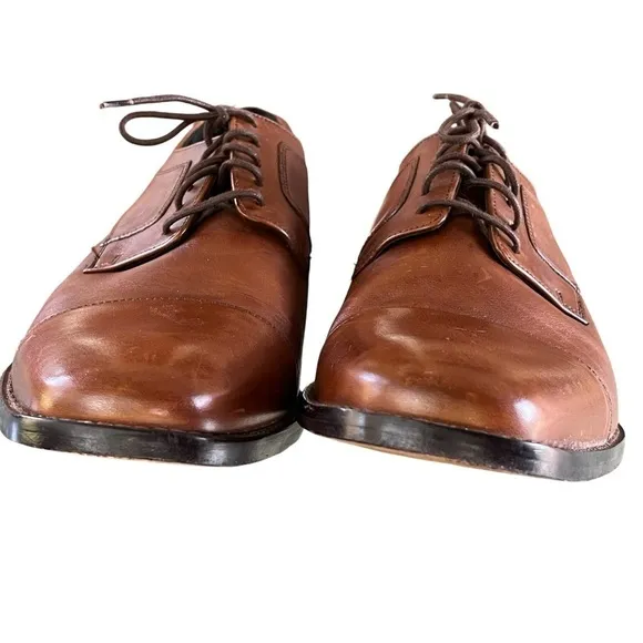 Johnston and Murphy British Tan Leather Brown Oxford Lace Up Dress Shoes 13M