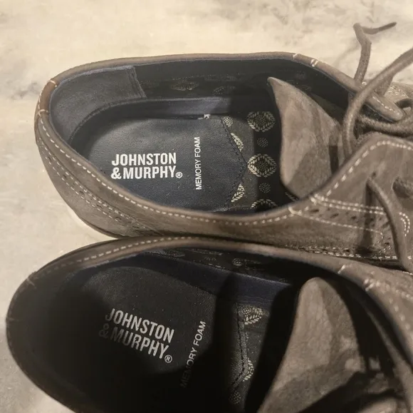 Johnston Murphy PLAIN TOE MEN'S SHOES SIZE 8.5 M GRAY NUBUCK JOHNSTON MU…