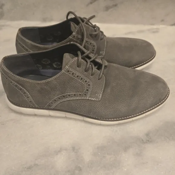 Johnston Murphy PLAIN TOE MEN'S SHOES SIZE 8.5 M GRAY NUBUCK JOHNSTON MU…