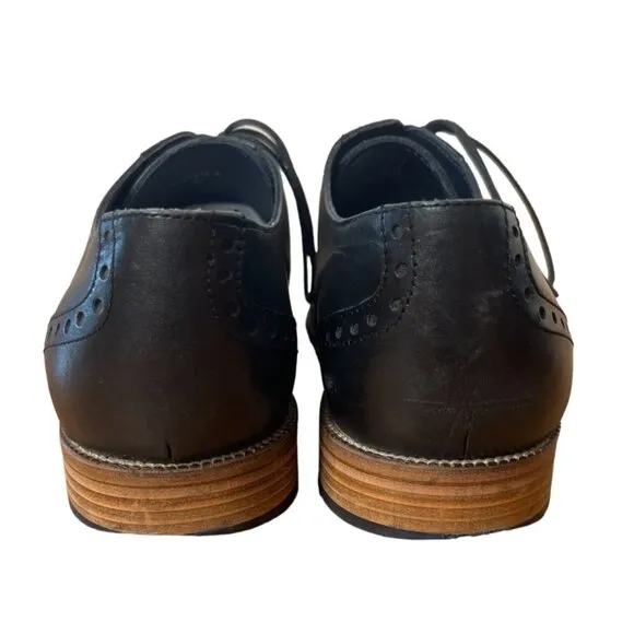 Jones Bootmaker Mens 9.5 Black Leather Brogues Wingtip Classic Dress Shoes EU43