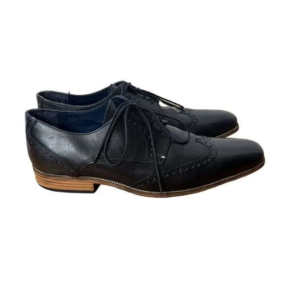 Jones Bootmaker Mens 9.5 Black Leather Brogues Wingtip Classic Dress Shoes EU43