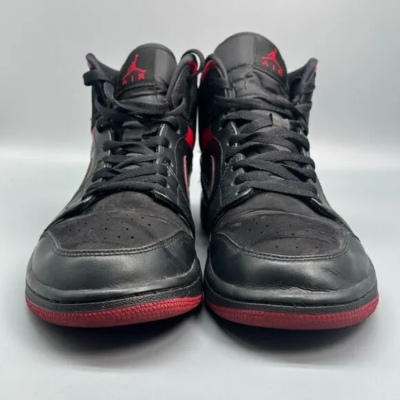 Jordan 1 Mid Last Shot Athletic Sneakers Mens 10.5 Black Leather Lace Up Mid Top