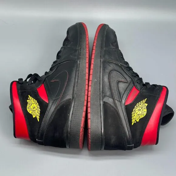 Jordan 1 Mid Last Shot Athletic Sneakers Mens 10.5 Black Leather Lace Up Mid Top