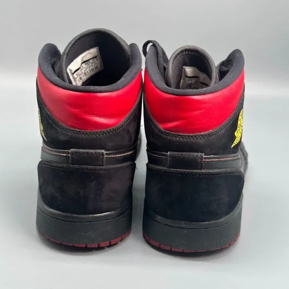 Jordan 1 Mid Last Shot Athletic Sneakers Mens 10.5 Black Leather Lace Up Mid Top