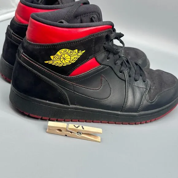 Jordan 1 Mid Last Shot Athletic Sneakers Mens 10.5 Black Leather Lace Up Mid Top