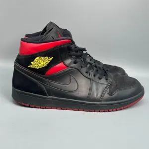 Jordan 1 Mid Last Shot Athletic Sneakers Mens 10.5 Black Leather Lace Up Mid Top