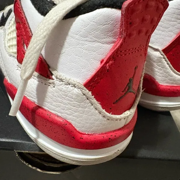 Jordan Kids Retro 4 White and Black Shoes