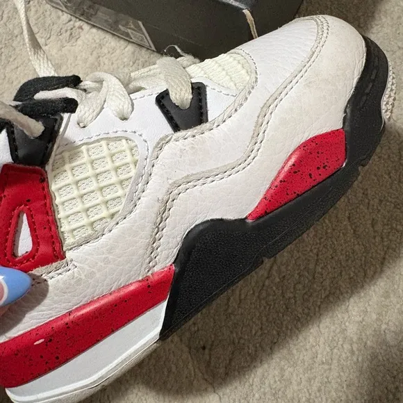 Jordan Kids Retro 4 White and Black Shoes
