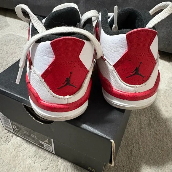 Jordan Kids Retro 4 White and Black Shoes