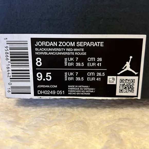 Jordan Men's Zoom Separate Basketball Shoes Men’s Size 8 Women’s Size 9.5