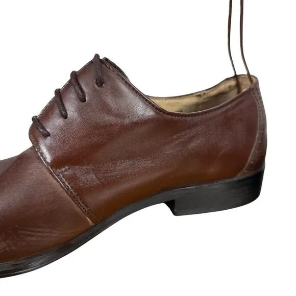 Joseph Abboud Mens Brown Oxford Leather Dress Shoes Cap Toe Lace Up Career 12 D