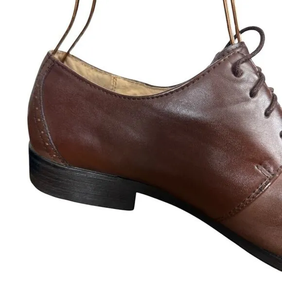 Joseph Abboud Mens Brown Oxford Leather Dress Shoes Cap Toe Lace Up Career 12 D