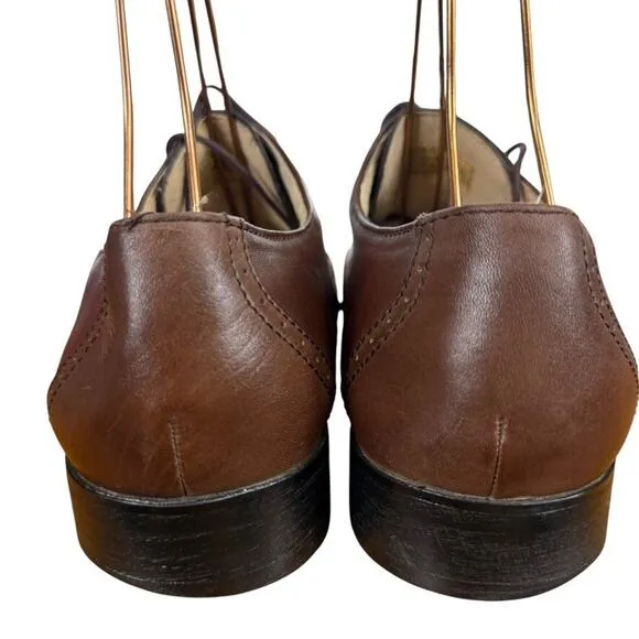 Joseph Abboud Mens Brown Oxford Leather Dress Shoes Cap Toe Lace Up Career 12 D