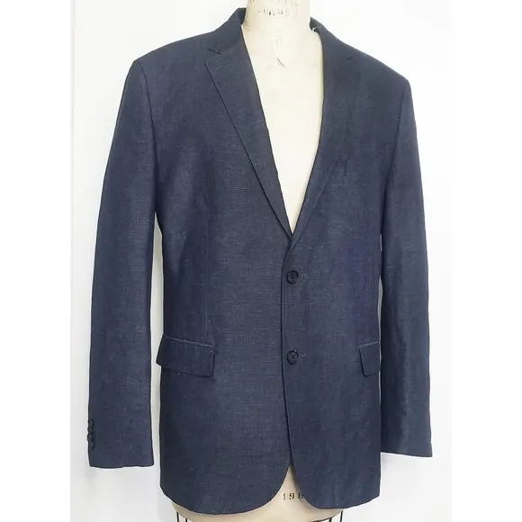 Joseph Abboud Mens Modern Fit Sport Coat Jacket Linen Blend Navy Blue NEW