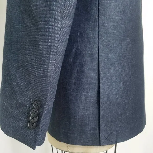 Joseph Abboud Mens Modern Fit Sport Coat Jacket Linen Blend Navy Blue NEW