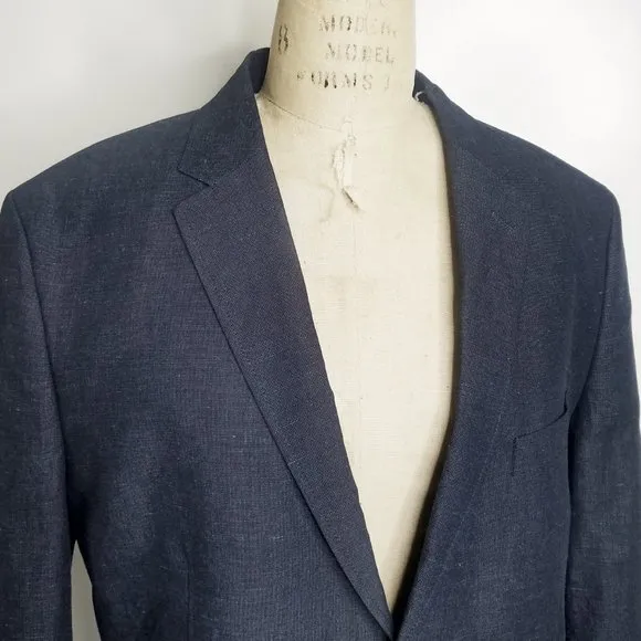Joseph Abboud Mens Modern Fit Sport Coat Jacket Linen Blend Navy Blue NEW