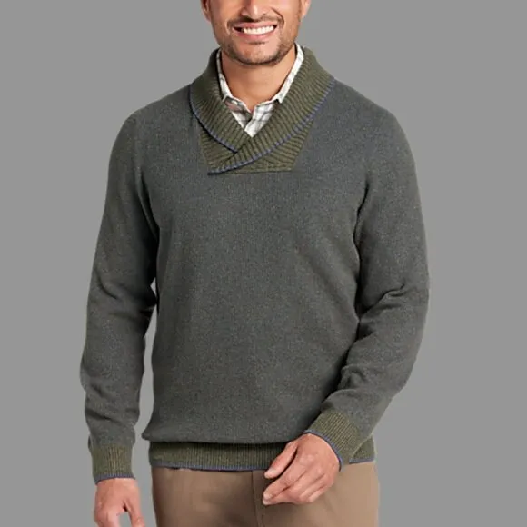 Joseph Abboud Modern Fit Textured Shawl Collar Sweater - colour: Green