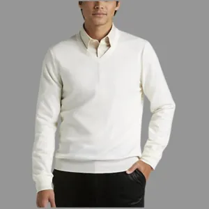 Joseph Abboud Modern Fit V-Neck Merino Wool Sweater - Ivory