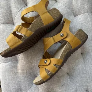 Joseph Siebel Tonga Yellow  Genuine Leather Sandals Comfort Shoes Sz 37 Or 6.5
