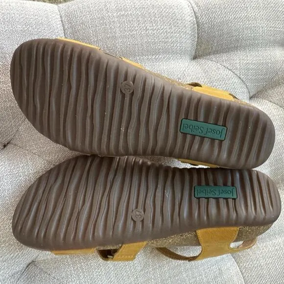 Joseph Siebel Tonga Yellow  Genuine Leather Sandals Comfort Shoes Sz 37 Or 6.5