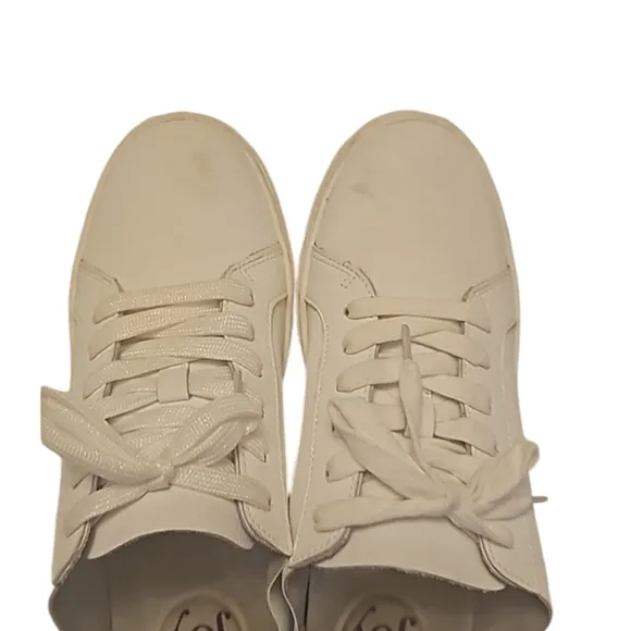 Joy sneakers white 100% leather platform soles  sz 7.5
