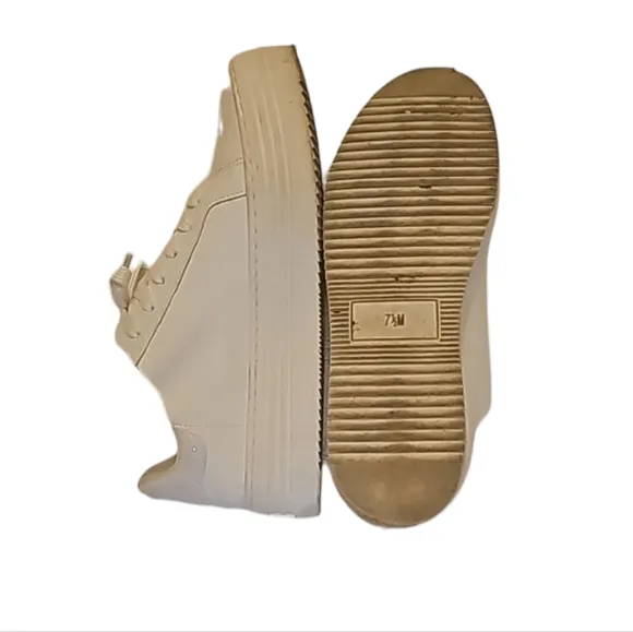 Joy sneakers white 100% leather platform soles  sz 7.5
