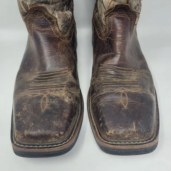 Justin Boots Mens 11D Brown Leather Camouflage Realtree Steel Toe Work AC1003