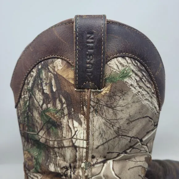 Justin Boots Mens 11D Brown Leather Camouflage Realtree Steel Toe Work AC1003