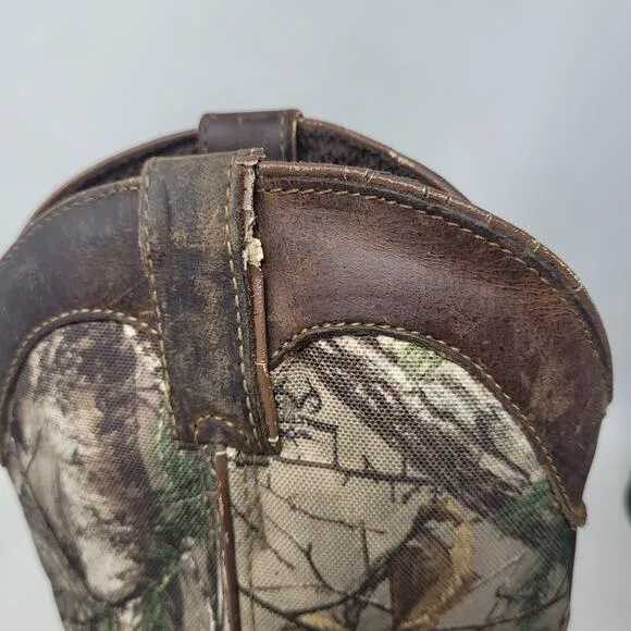 Justin Boots Mens 11D Brown Leather Camouflage Realtree Steel Toe Work AC1003