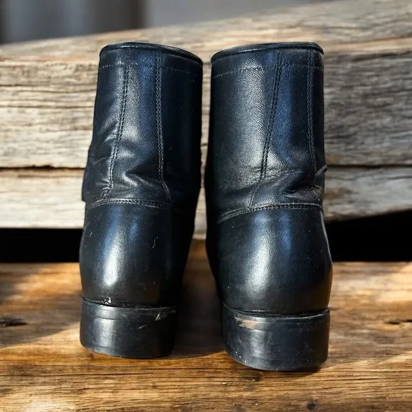 Justin Junior vintage Kiltie Roper Black Lace Up Durable Leather round toe boots