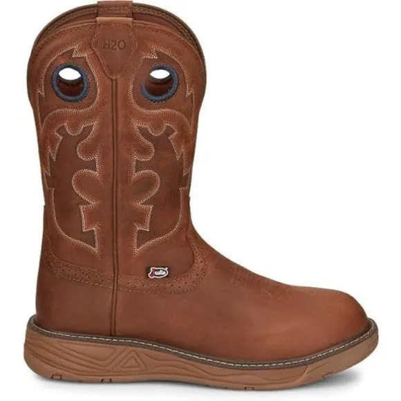Justin‎ Mens Stampede Rush Waterproof Work Boot Brown SE4470 Size 9 D