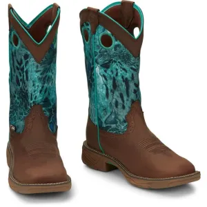 Justin Womens Work Boots Rush 11&quot; Waterproof EH Soft Toe Brown SE4355 Size‎ 9 B