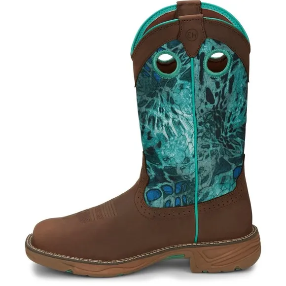 Justin Womens Work Boots Rush 11&quot; Waterproof EH Soft Toe Brown SE4355 Size‎ 9 B