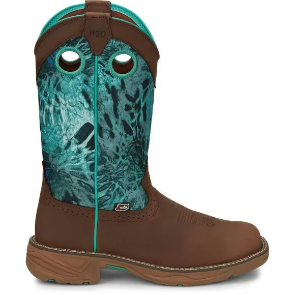 Justin Womens Work Boots Rush 11&quot; Waterproof EH Soft Toe Brown SE4355 Size‎ 9 B