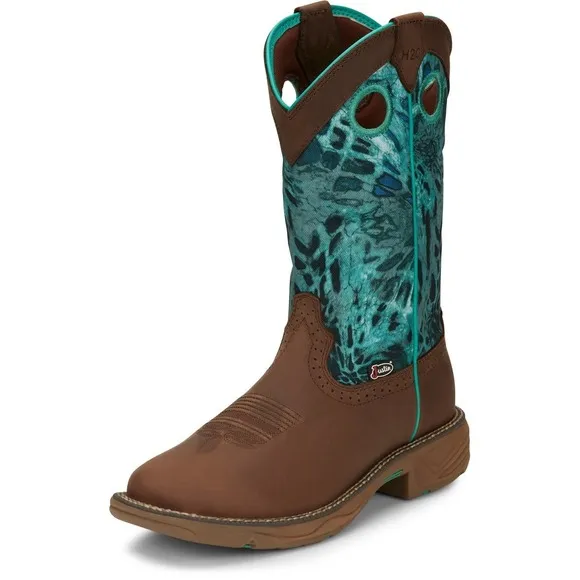 Justin Womens Work Boots Rush 11&quot; Waterproof EH Soft Toe Brown SE4355 Size‎ 9 B