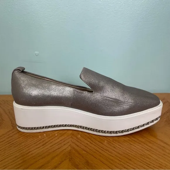 Karl Lagerfeld Paris Brea Leather Platform Loafers Sip On Shoes Size 8 Platform