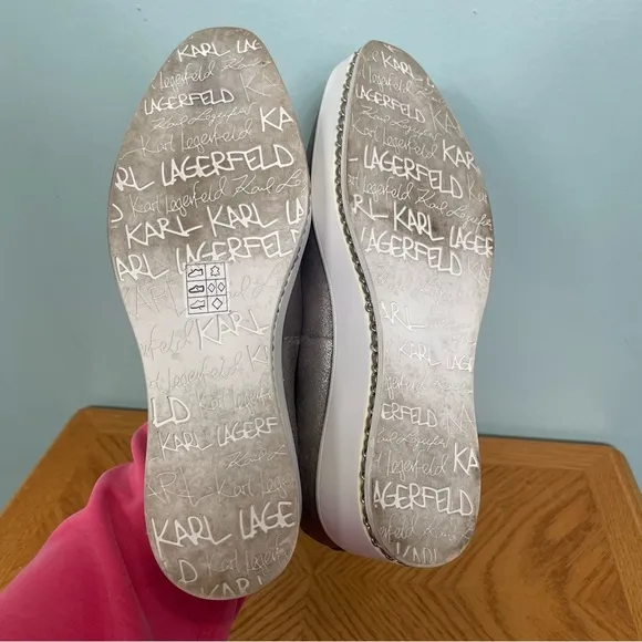 Karl Lagerfeld Paris Brea Leather Platform Loafers Sip On Shoes Size 8 Platform