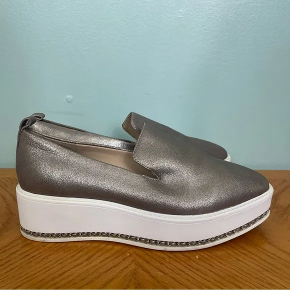 Karl Lagerfeld Paris Brea Leather Platform Loafers Sip On Shoes Size 8 Platform