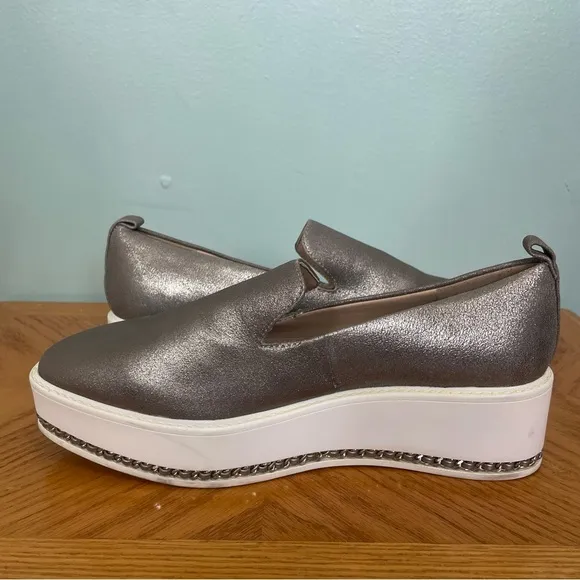 Karl Lagerfeld Paris Brea Leather Platform Loafers Sip On Shoes Size 8 Platform