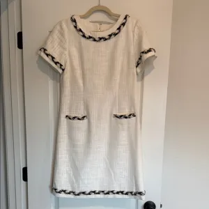 Karl Lagerfeld White Tweed Dress with navy Trim size 10