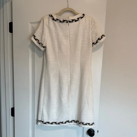 Karl Lagerfeld White Tweed Dress with navy Trim size 10