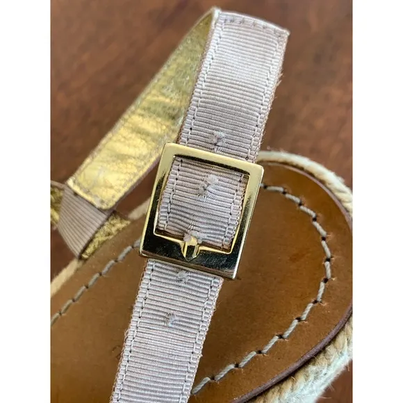 Kate Spade Espadrille Wedge Sandals Ribbon Bow Pearl Detail Feminine Size 8.5