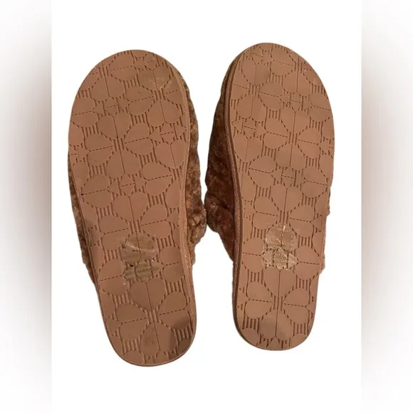 Kate Spade Lucy Slippers Size 7 NWOB Fluffy Comfy Fawn Designer Lounge Spa Day