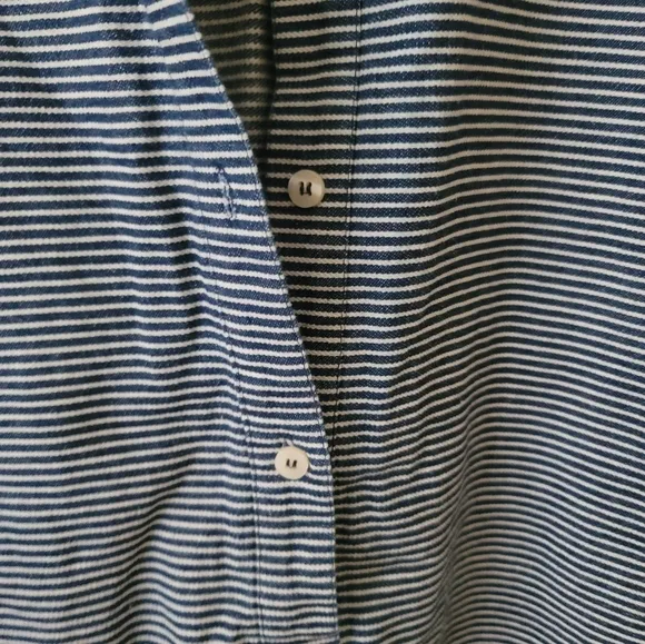 Kate Spade Saturday Dark Blue Denim White Striped Long Sleeve Shirtdress