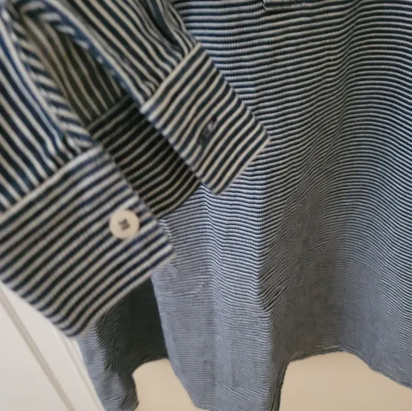 Kate Spade Saturday Dark Blue Denim White Striped Long Sleeve Shirtdress