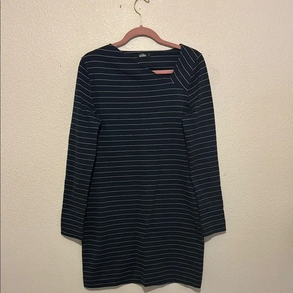 Kate Spade Saturday Navy Striped Asymmetrical Neck Mini Dress