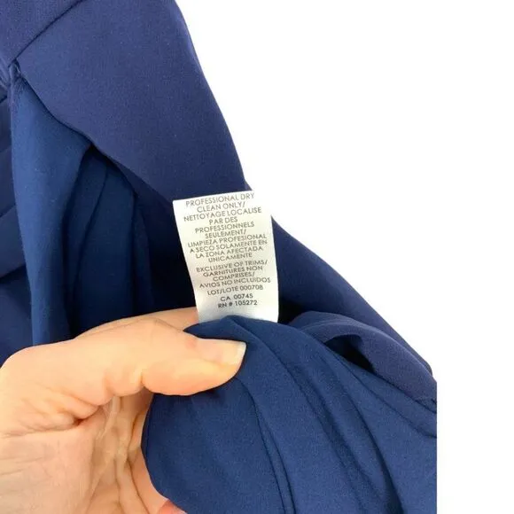 Kay Unger Raven Draped Sheath Midi Dress Navy Blue Size 8 NWOT $278 MSRP